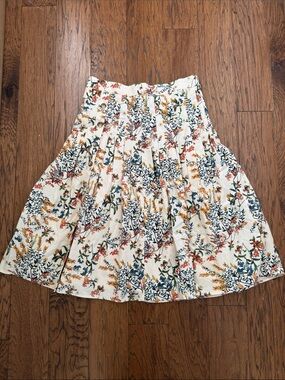 Antonio Melani Floral Pleated A-Line Skirt in Cream, Sz 8, NWT